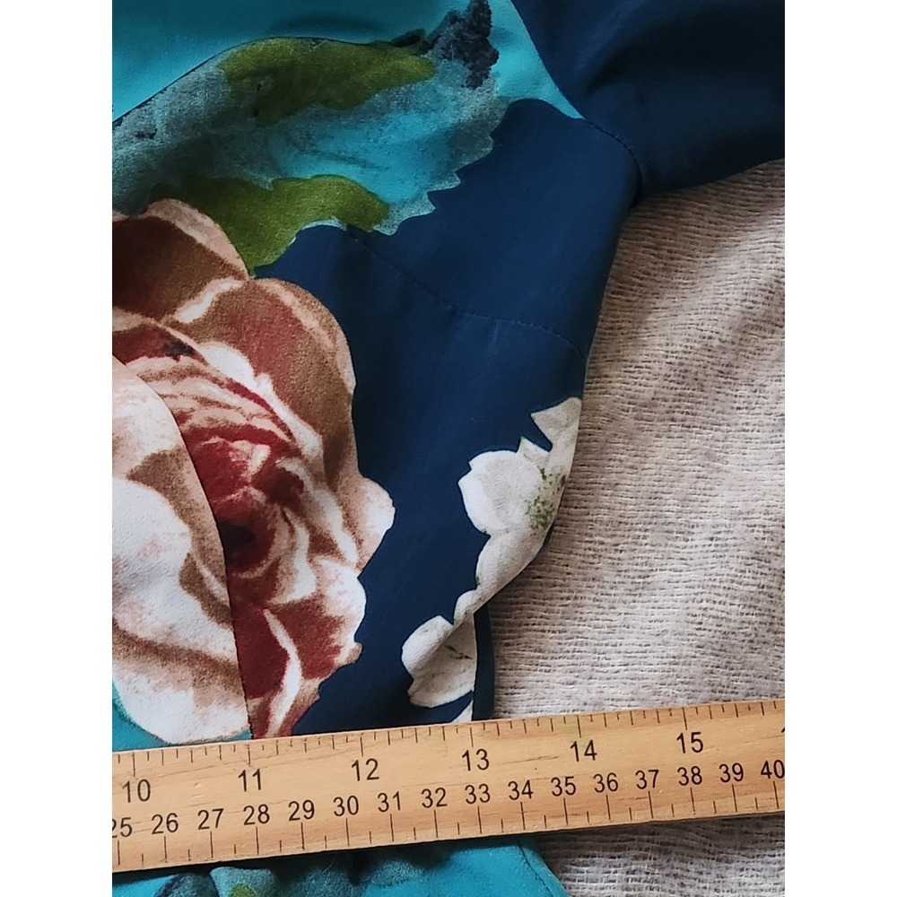 Anthropologie Corey Lynn Calter Floral Dress Teal Blue Size 2 A-line Summer - Picture 7 of 8